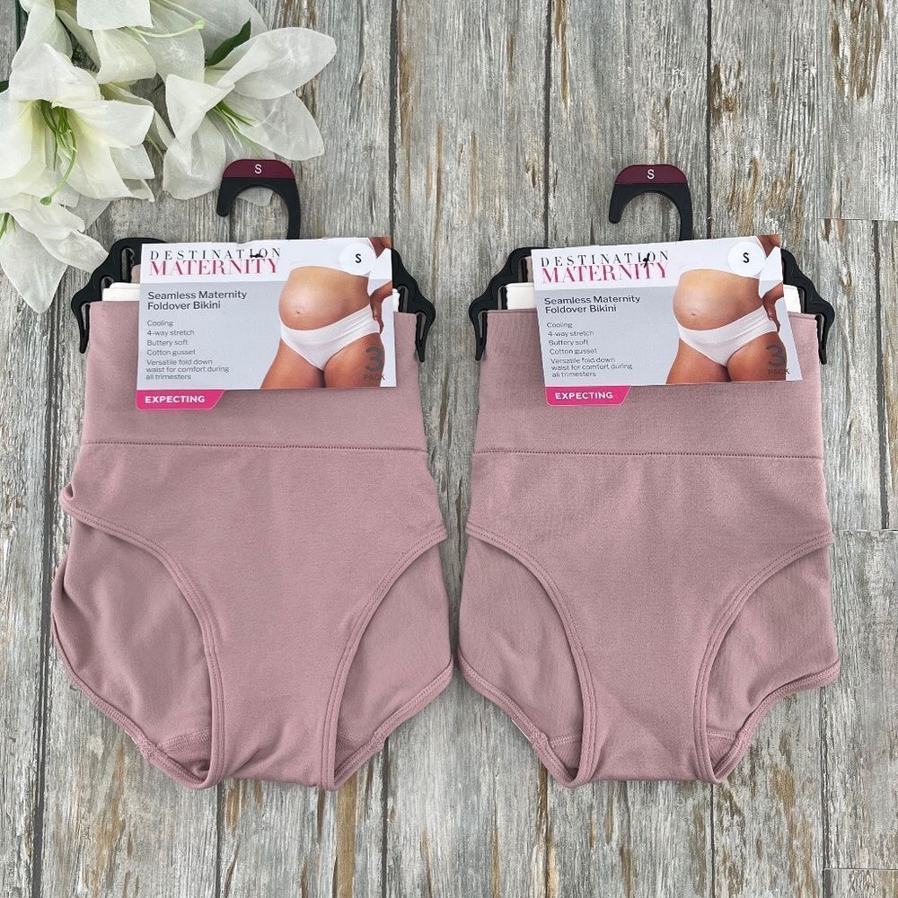 Women’s Destination Maternity Foldover Bikini Panty 2, 3-Packs Size S - Picture 2 of 5